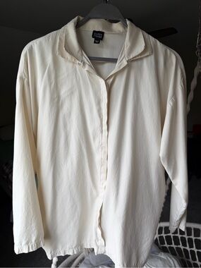 Eileen Fisher Off-White Relaxed Button-Up Top